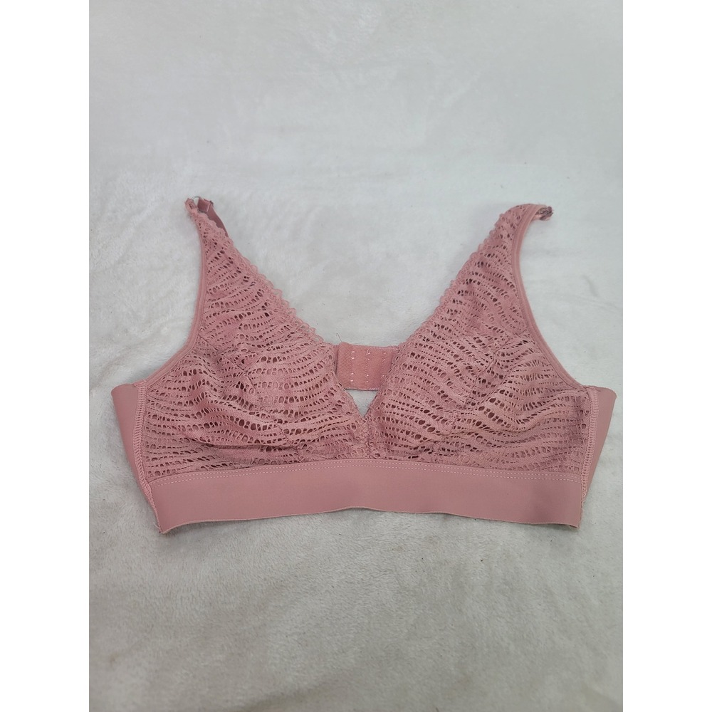 Vince Camuto Coquette Dusty Rose Pink Bralette Lace Feminine Wireless Large